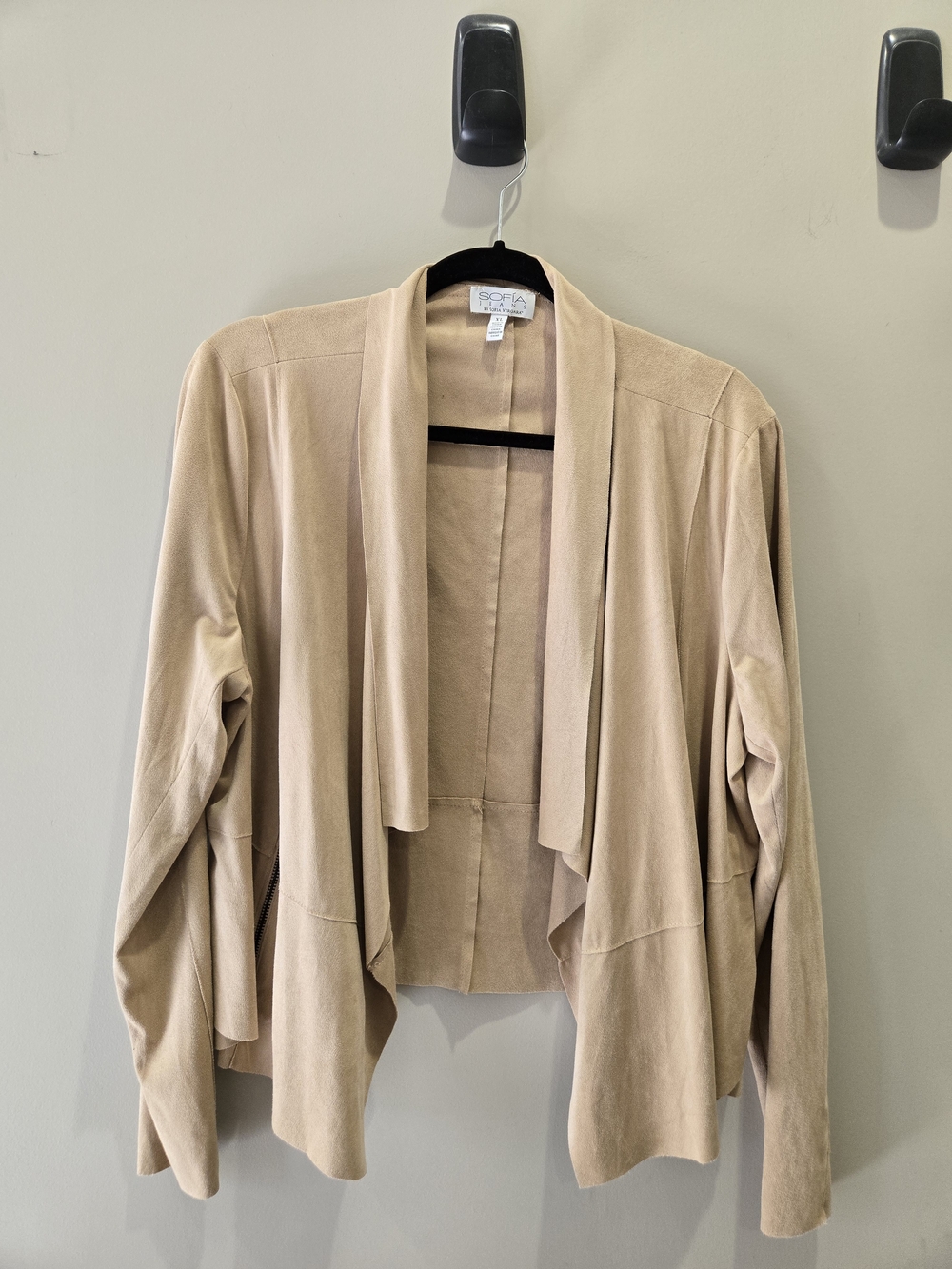 Beige Draped Open-Front Jacket